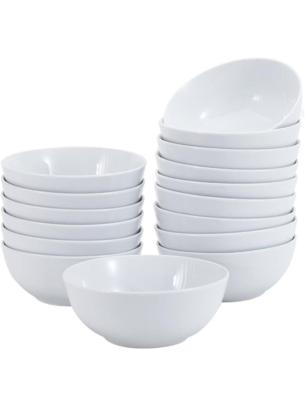 16-Pack White Porcelain Soup Bowls - Microwave-Safe, Round, 5.9” Diameter
